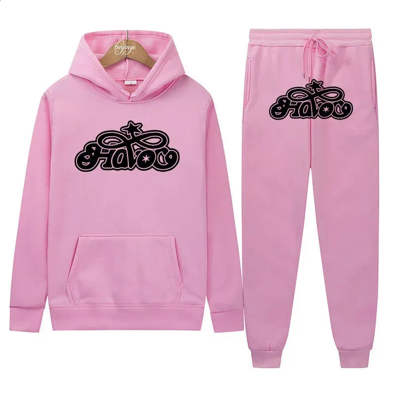 Haruku Hiphop Y2K Parça Set İnce Kapşonlu Üstler Rahat Eşofman Pantolon Takım Erkek Kadın Moda Mektup Baskılı Ana Cadde_voghion.com