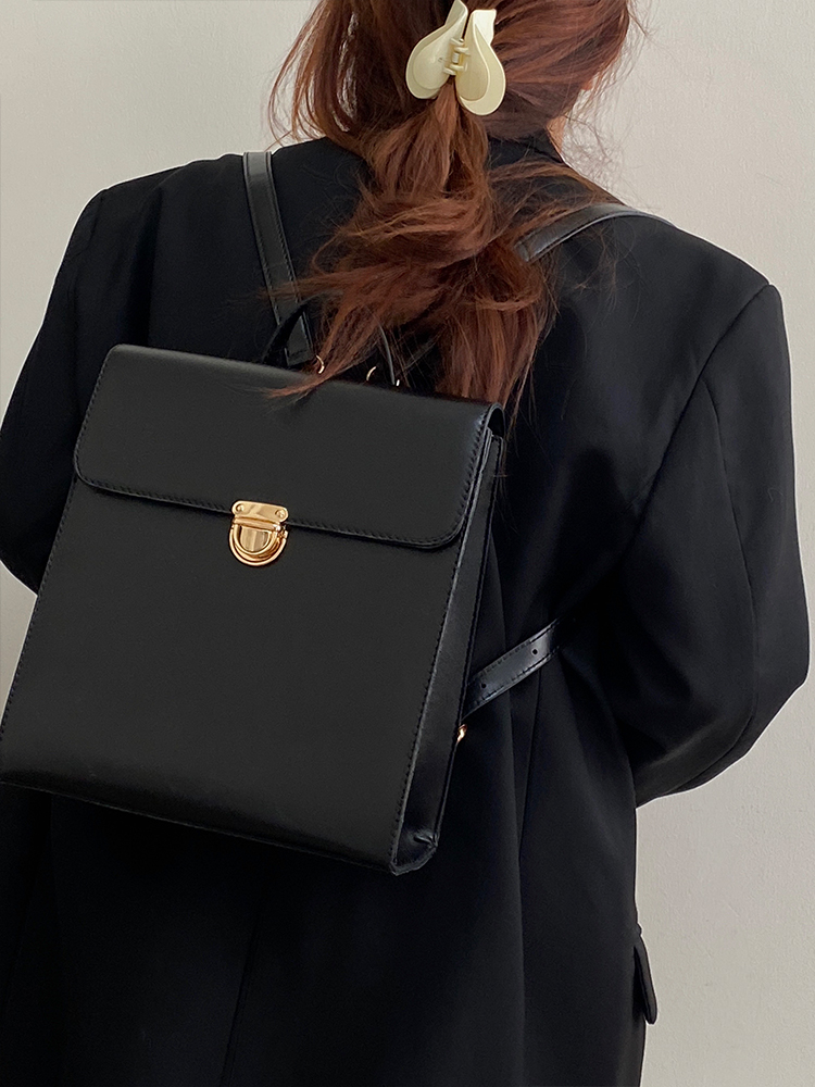 Borsa a doppia spalla, zaino JK, nicchia, nero, college femminile semplice stile giapponese, nero versatile_voghion.com