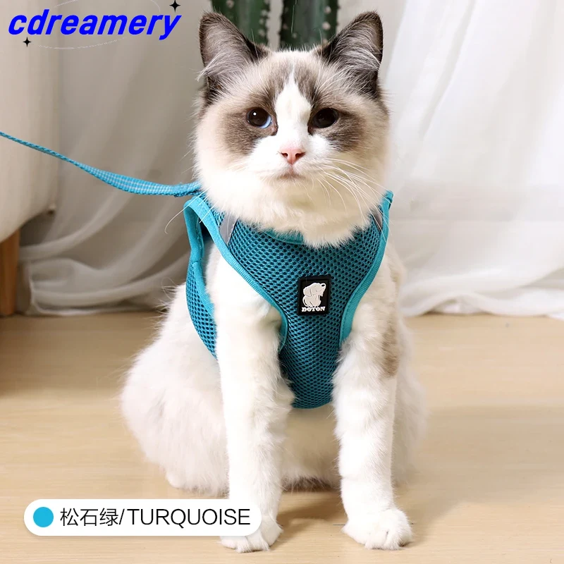 Arnés para gatos, correa de malla suave, transpirable, reflectante, ajustable, para pasear perros y gatitos, accesorios para gatos._voghion.com