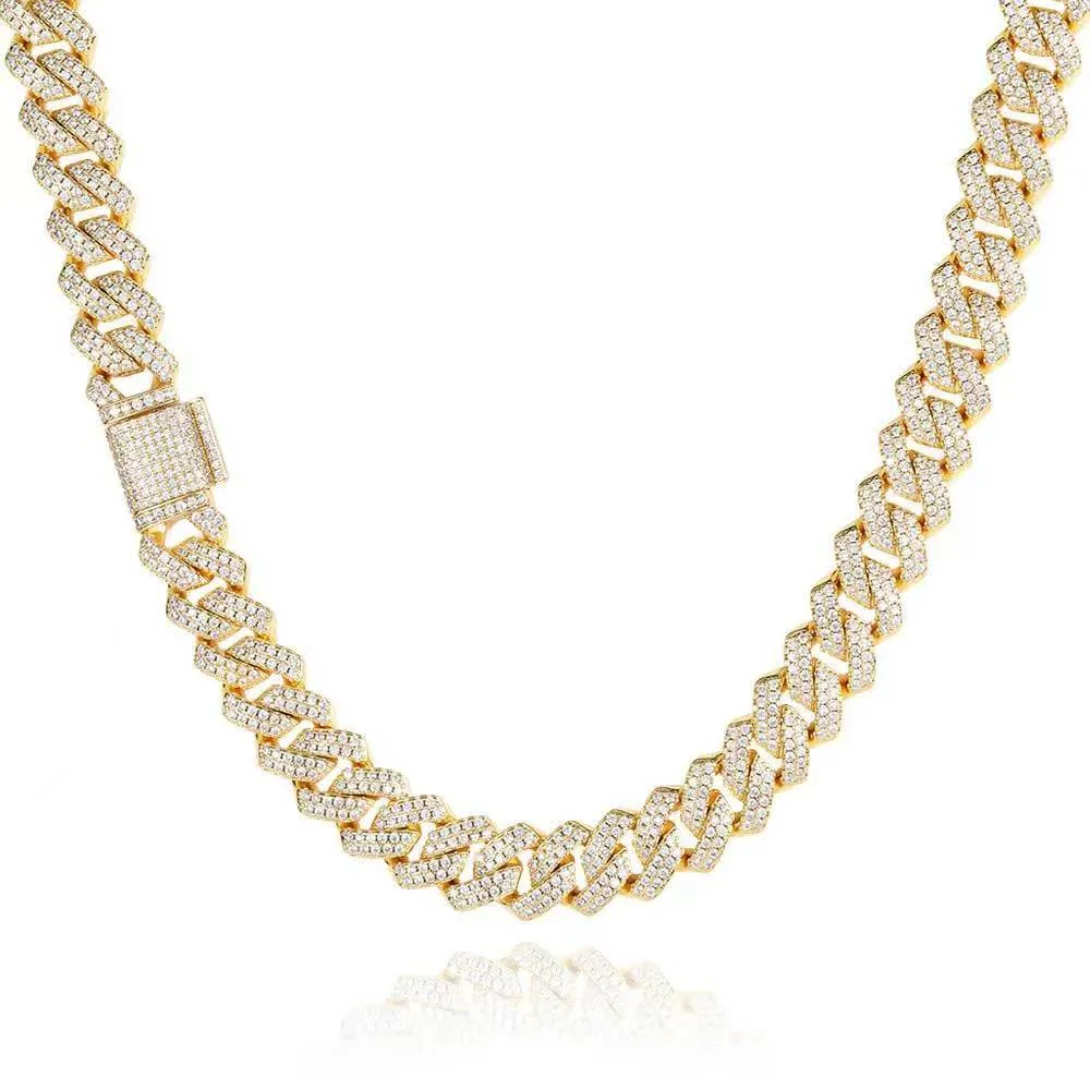 Anhänger Halsketten Designer für Männer Feiner Schmuck Pass Diamant Tester Iced Out Miami Halskette Sterling Silber 14mm Cuban_voghion.com
