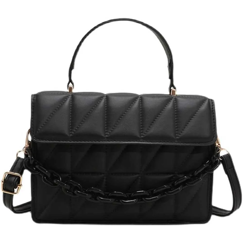 Nouveau sac à bandoulière en toile pour femmes, sac à bandoulière tendance avec chaîne, marque de créateur et portefeuille, petit sac à main à rabat Y241123_voghion.com