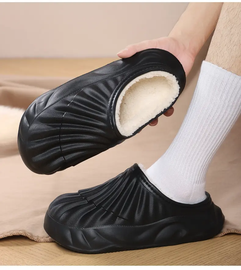 Couple Solid Color Waterproof Cotton Slippers Warm Fashion Casual Can Be Worn Outside Men And Women_voghion.com