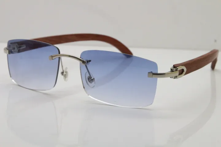 Rimless Wood Frame Men Sunglasses For Driving And Outdoors_voghion.com