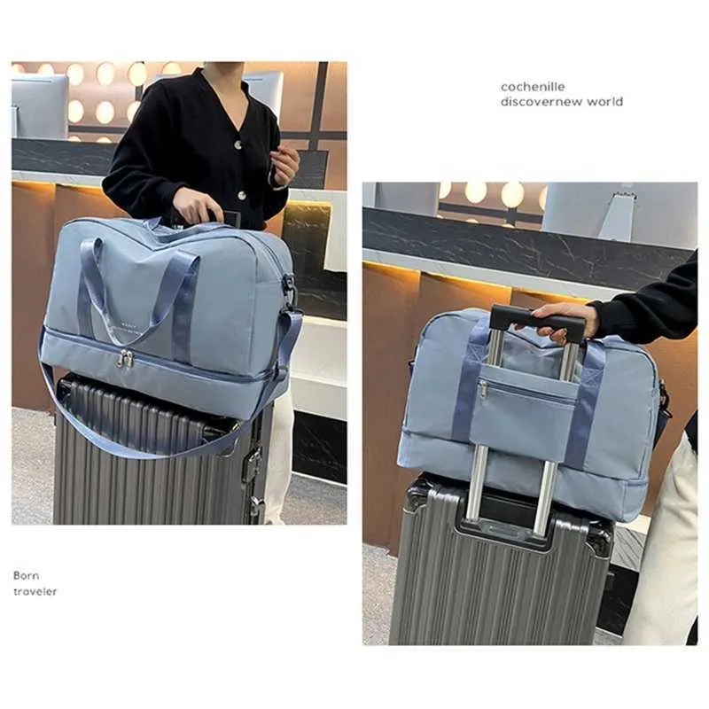 Men and Womens Travel Bag with Shoe Compartment Sport Tote Gym Handbag Large Capacity Weekender Overnight Shoulder_voghion.com