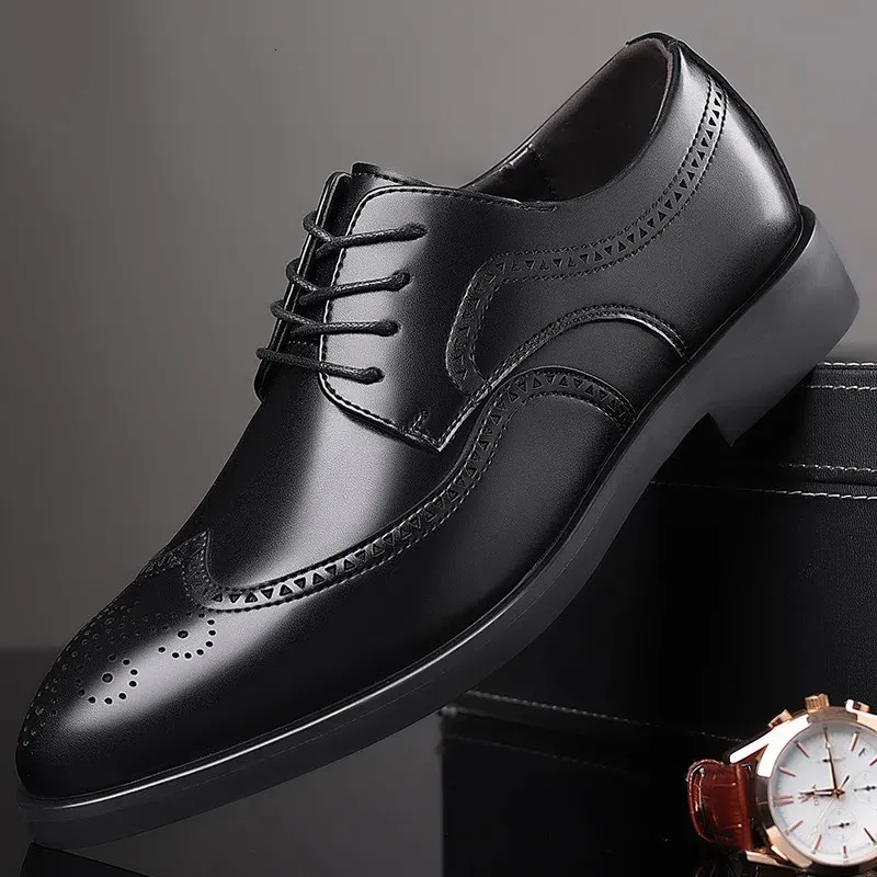 Formale Oxford-Schuhe aus echtem Leder für Herren Brogue-Schuhe Sapato Social Mascuo Chaussures Hommes Pointu 240607_voghion.com