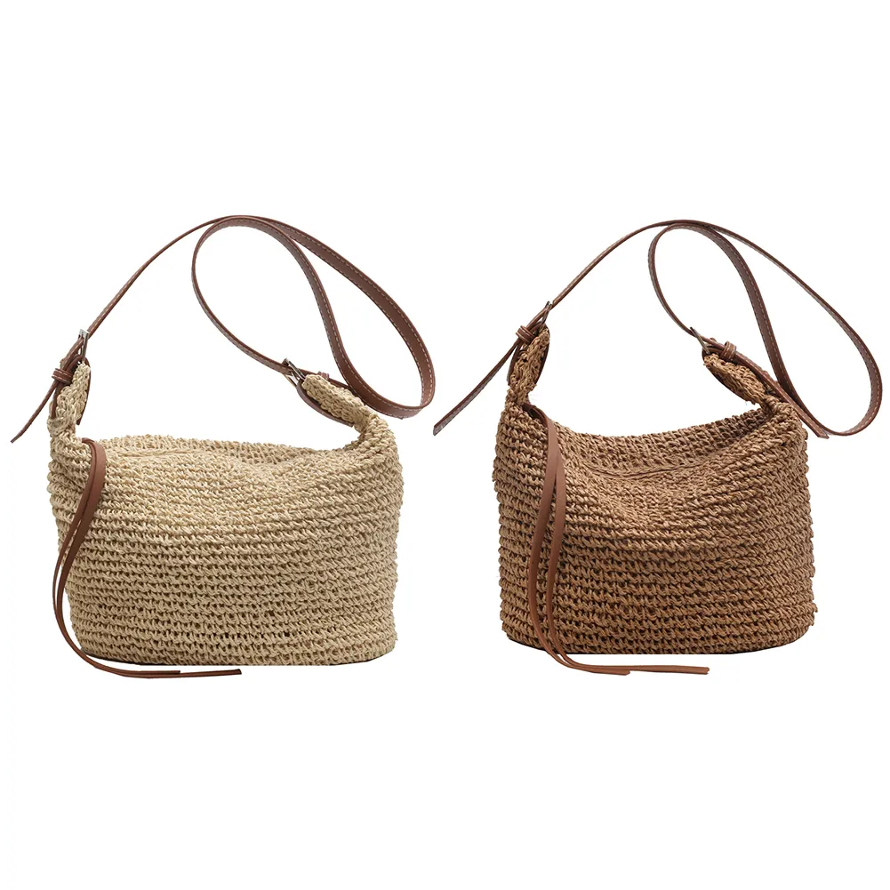 Bolsas de mão feitas à mão, de palha, com corda de papel, fashion, casual, simples, elegante, com alça ajustável, para praia, verão_voghion.com