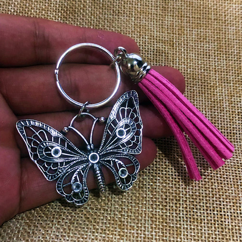 Education & Office Supplies Butterfly Charm Tassel Keychain_voghion.com