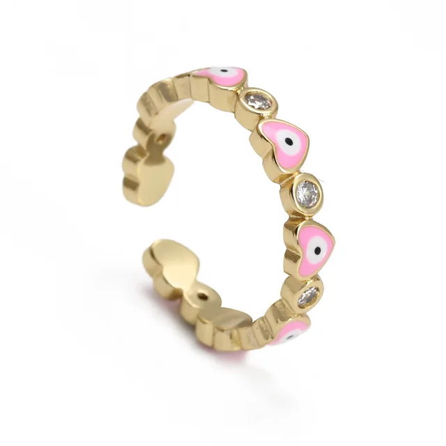 Anelli turchi portafortuna con occhio maligno blu minimalista che gocciolano olio per donne, ragazze, uomini, anelli con zircone regolabili, personalità_voghion.com