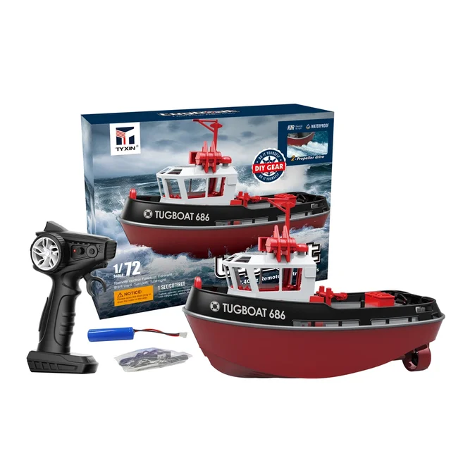 NEW 686 RC Boat 1/72 Powerful Dual Motor Wireless Radio Control Shipboat 2.4G Electric Remote Control Tugboat Model Toys For Boy_voghion.com