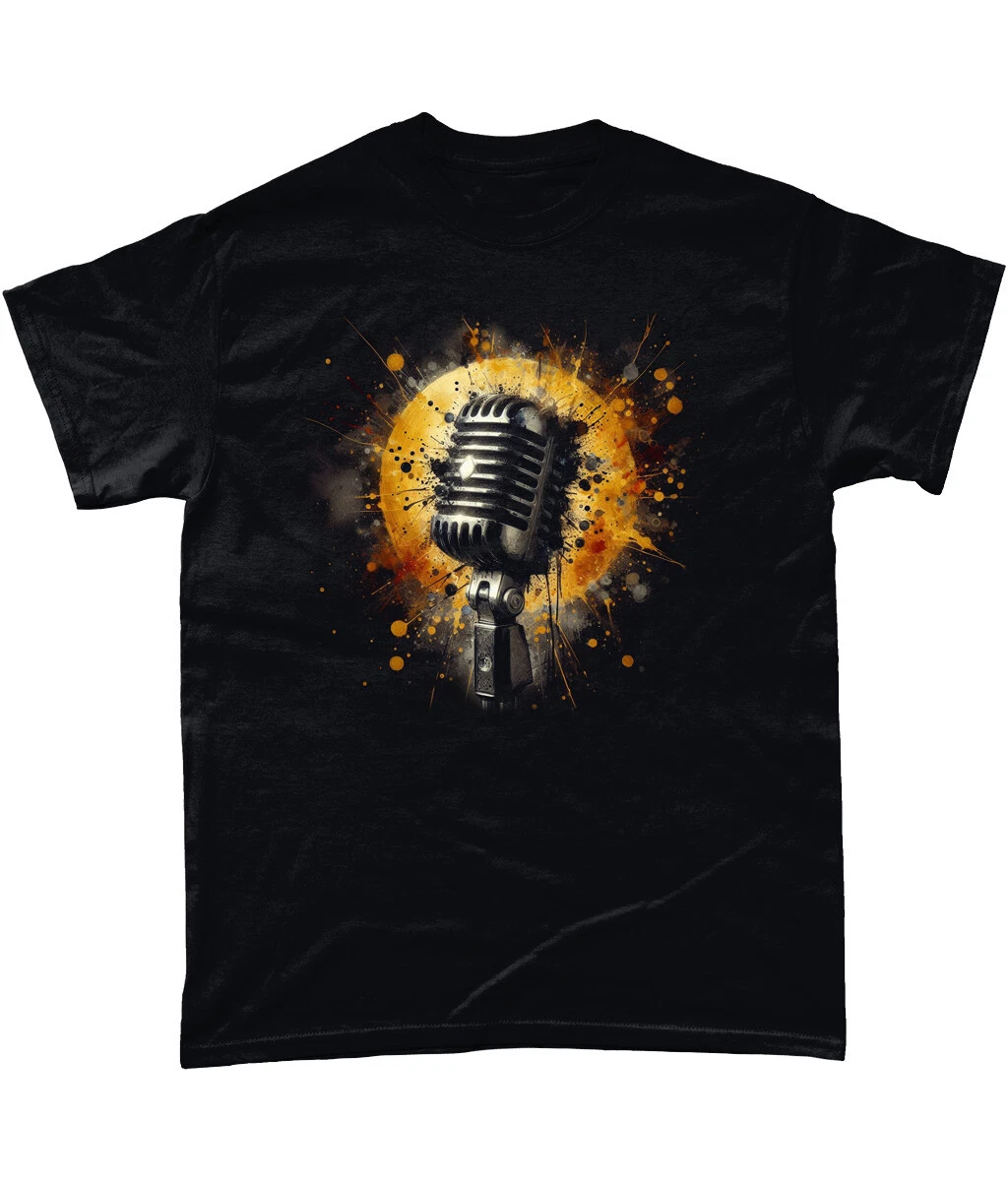 Abstract Retro Microphone T-shirt Men's Women's Unisex Graphic_voghion.com