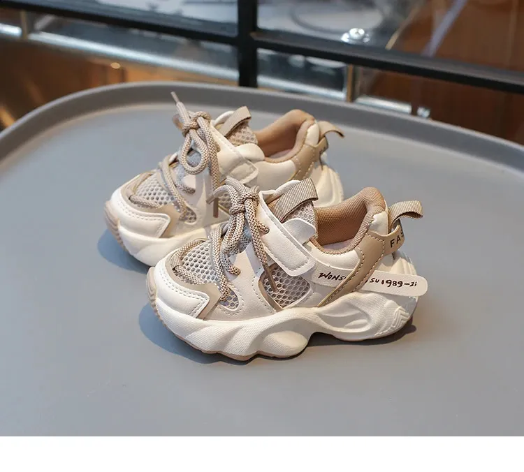 Childrens mesh breathable short chubby TPR running for boys and girls childrens casual sports shoes white tennis 3 4 5 6_voghion.com