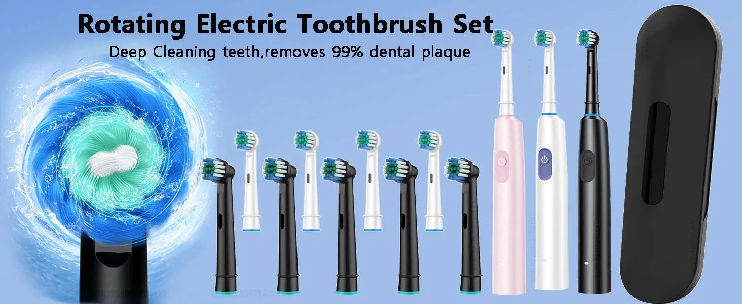 Electric Rotary Cleaning Teeth Waterproof Electronic Tooth Brush With Timer Rechargeable Toothbrush With 8 Head 250102_voghion.com