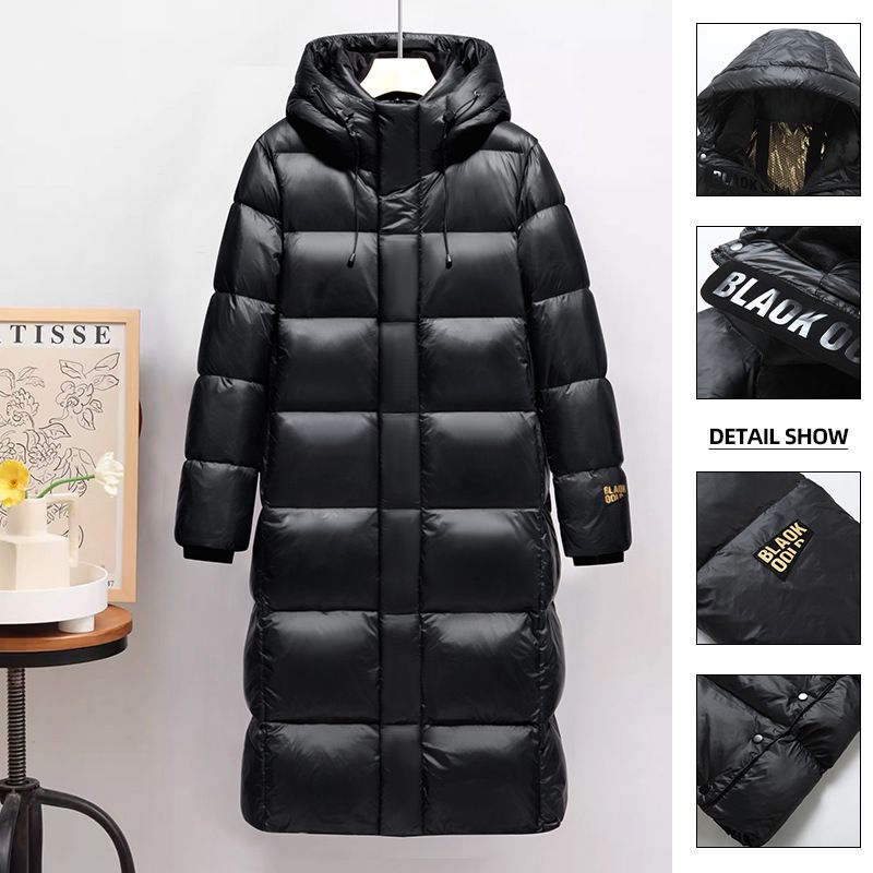 New Black Gold Down Men’s Long Jacket Winter Thickened Work Clothes Hooded Warm Casual Wear