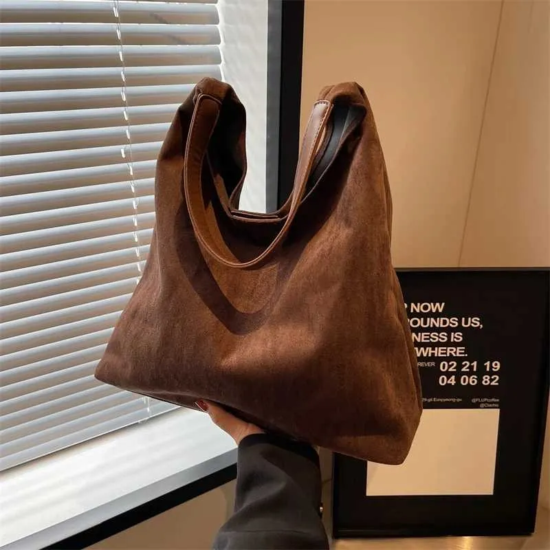 Ladies Shoulder Bags Suede handle Bag High-end Feel Niche Design Casual s Large Capacity Vintage Commute_voghion.com