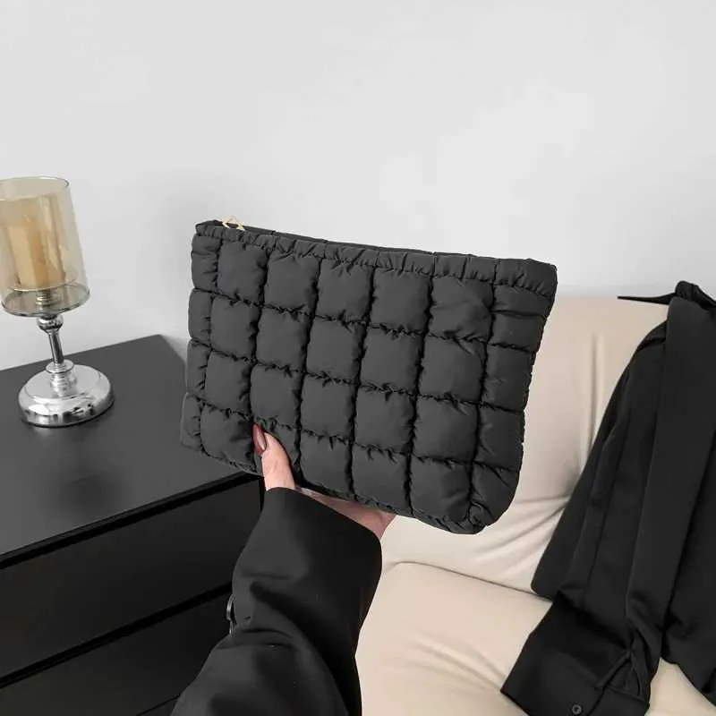 Borsa a mano piccola, piccola, portatile, quadrata, trapuntata, per cosmetici da donna, semplice, per rossetto e toilette_voghion.com