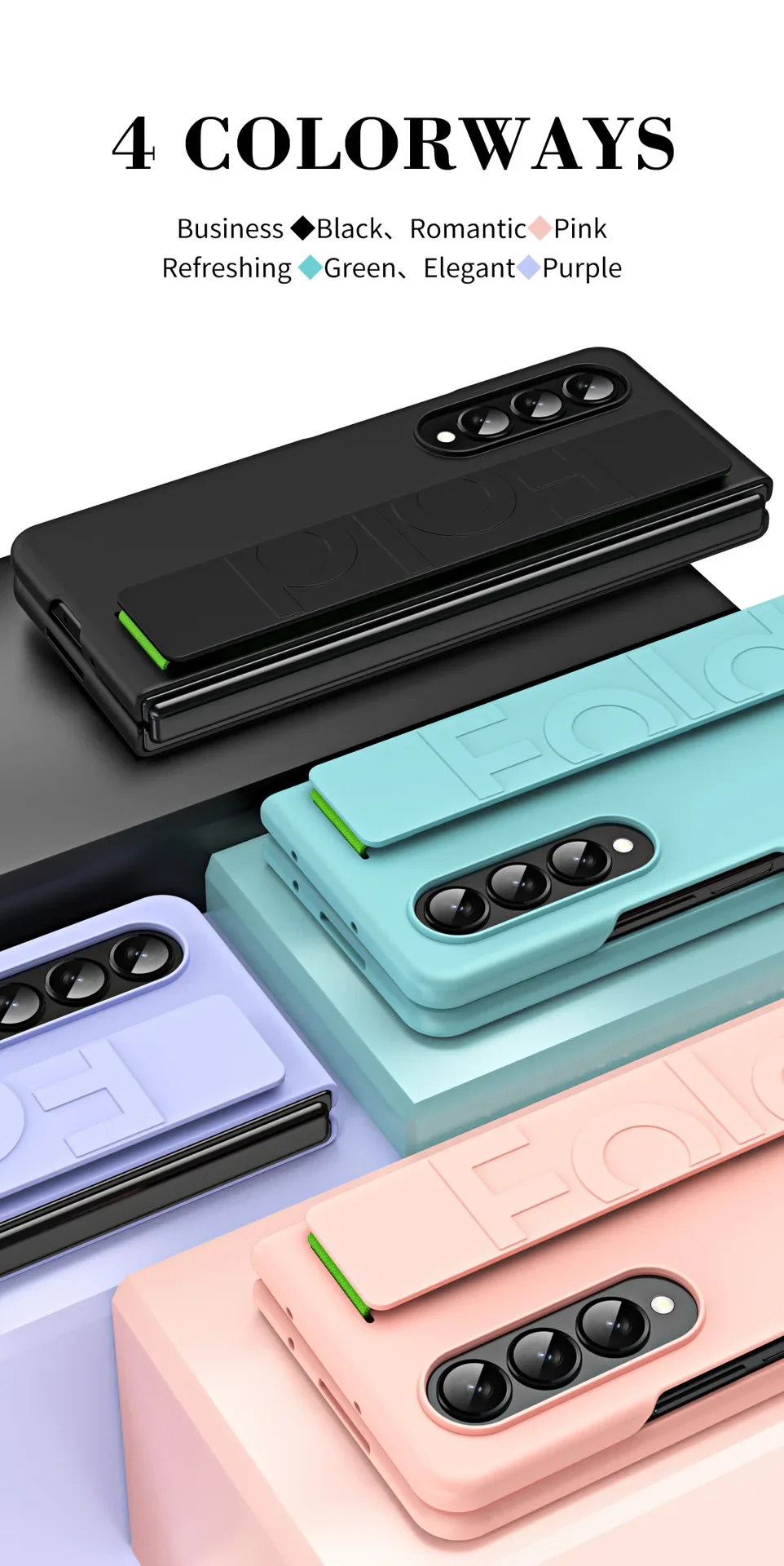 For Samsung Galaxy Z Fold5 5 4 3 2 5G Case High Strong Quality Silicone Grip Handle Fold Protector Cover_voghion.com
