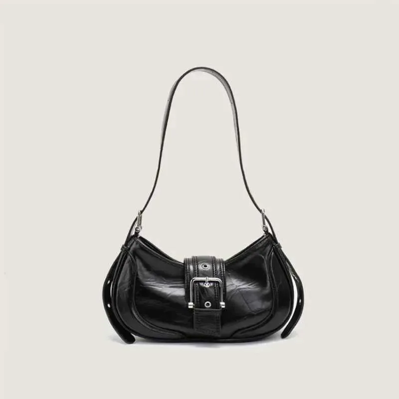 A silver women y2k fashion shoulder black pu leather underarm in a simple product view