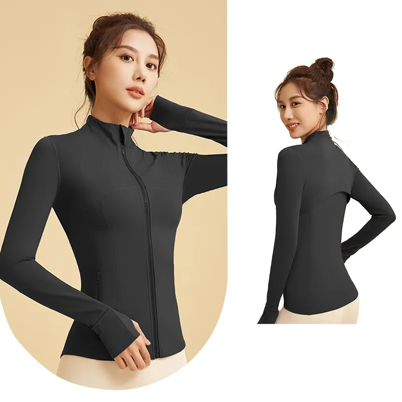 Yoga Women Define Workout Sport Coat Fiess Jacket Sports Quick Dry Activewear Top Solid Zip Up Sweatshirt Sportwear Hot_voghion.com