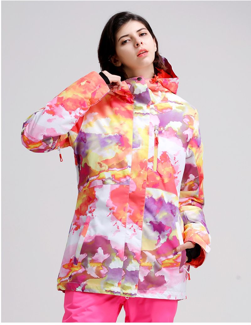 Women's ski windproof waterproof clip cotton warm outdoor camouflage plus size snow jacket_voghion.com