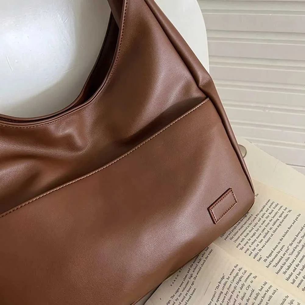 Borsa a tracolla casual retrò in pelle PU da donna, grande capacità, con manico superiore, borsa sotto l'ascella, autunno inverno Ba241106_voghion.com