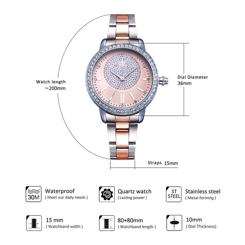 Yamaler orologio al quarzo con display analogico intarsiato con cinturino in acciaio inossidabile moda donna_voghion.com