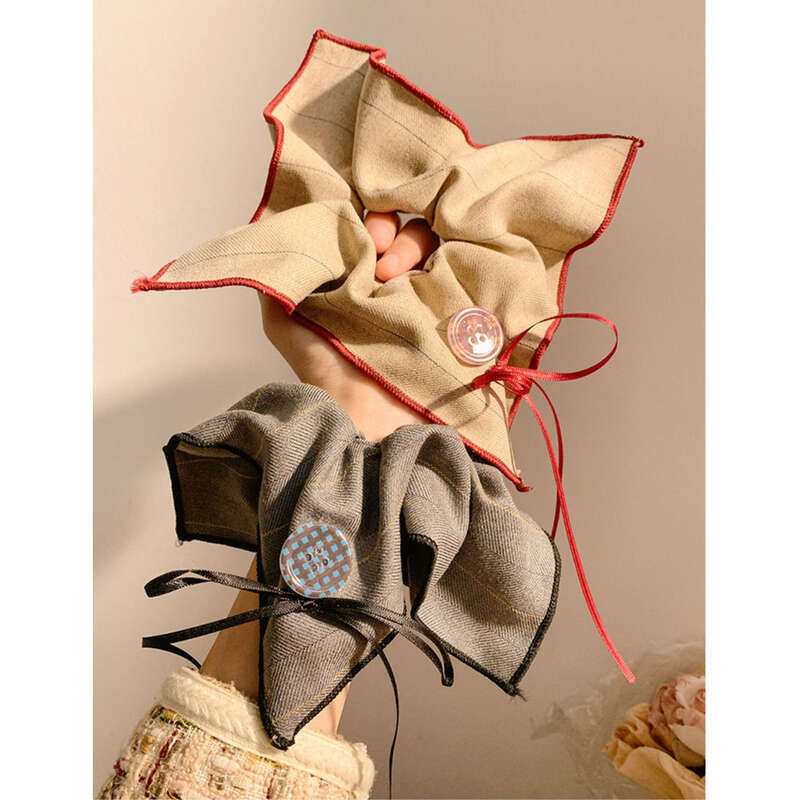 Foulard à nœud rayé Maillard, bandeau à gros intestin, sensation haut de gamme pour femme, queue de cheval basse, carré oversize_voghion.com