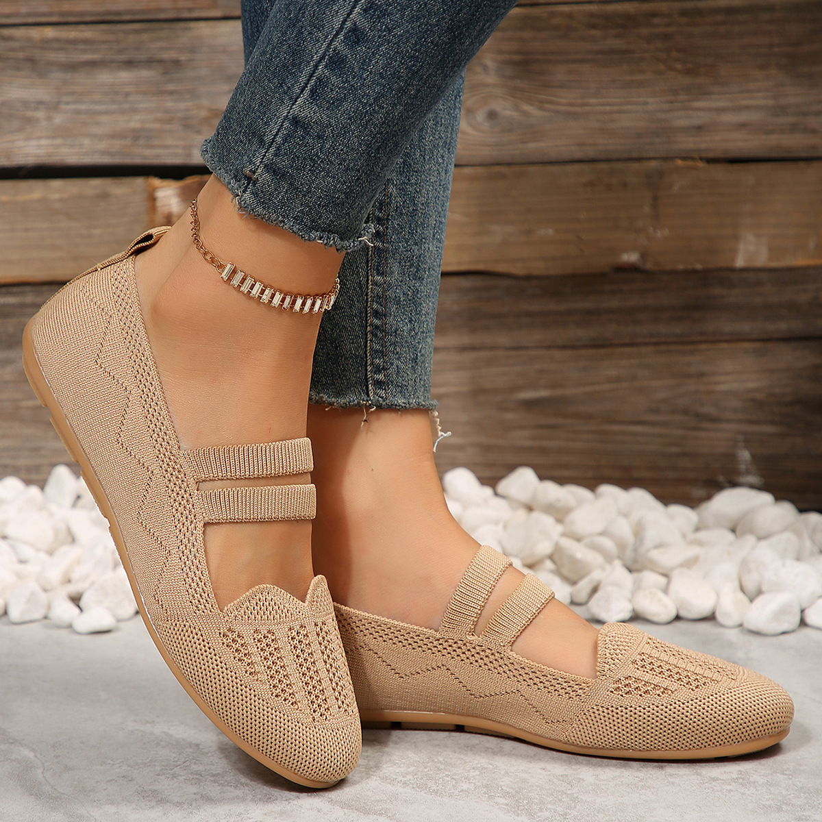 Women's new shallow mouth round head set feet lazy loafers_voghion.com