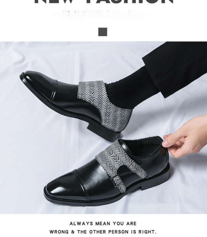 Herenschoenen Leren schoenen Herenschoenen Vierkante schoenen Herenschoenen Gesp Trendy schoenen_voghion.com