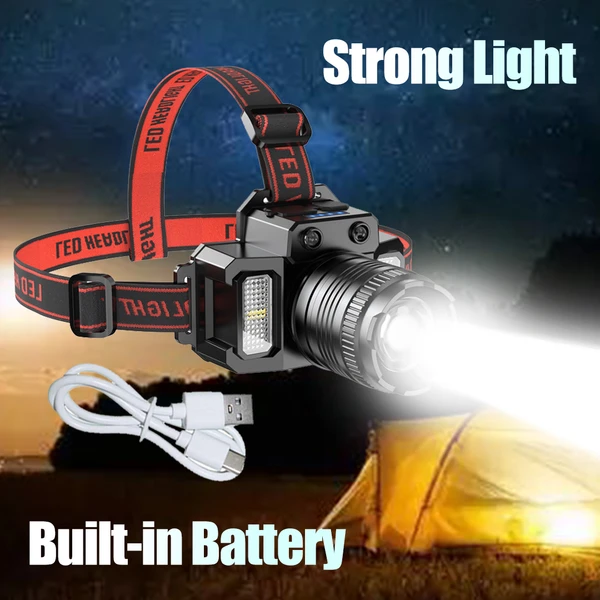 LED-Stirnlampe Superhell 60000 Lm USB wiederaufladbar mit Bewegungssensor_voghion.com