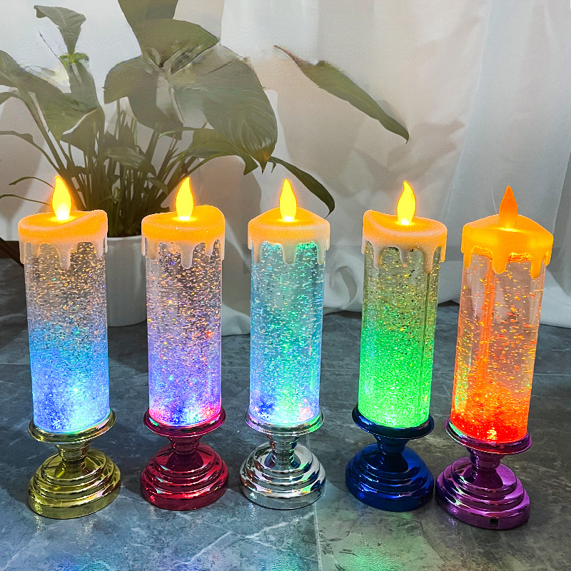 Fantasy LED Candle Lights 7-färgs Gradient Crystal Electronic Candle Party Atmosphere Dekorationer för julbröllopsfödelsedag_voghion.com