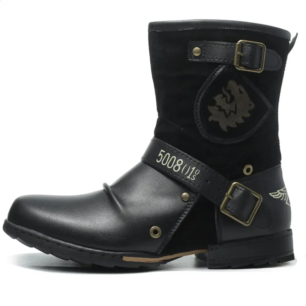 Retro Mid-range Boots For Men Western Style Casual Riding Shoes_voghion.com