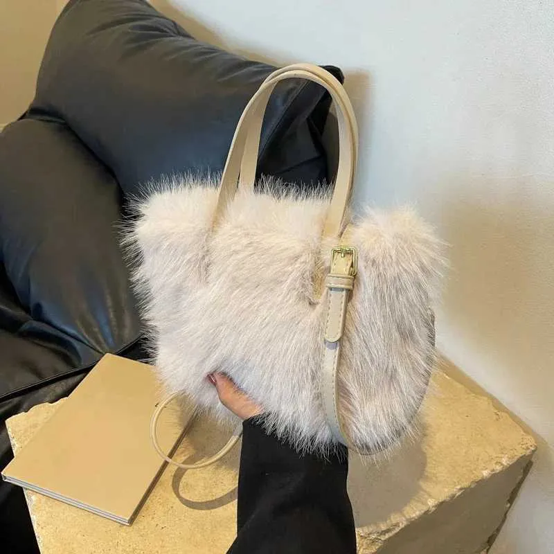 Designer Bag Artificial fur bucket plush design womens handbag soft winter cross body shoulder bag Bolsa Feminina 2025_voghion.com