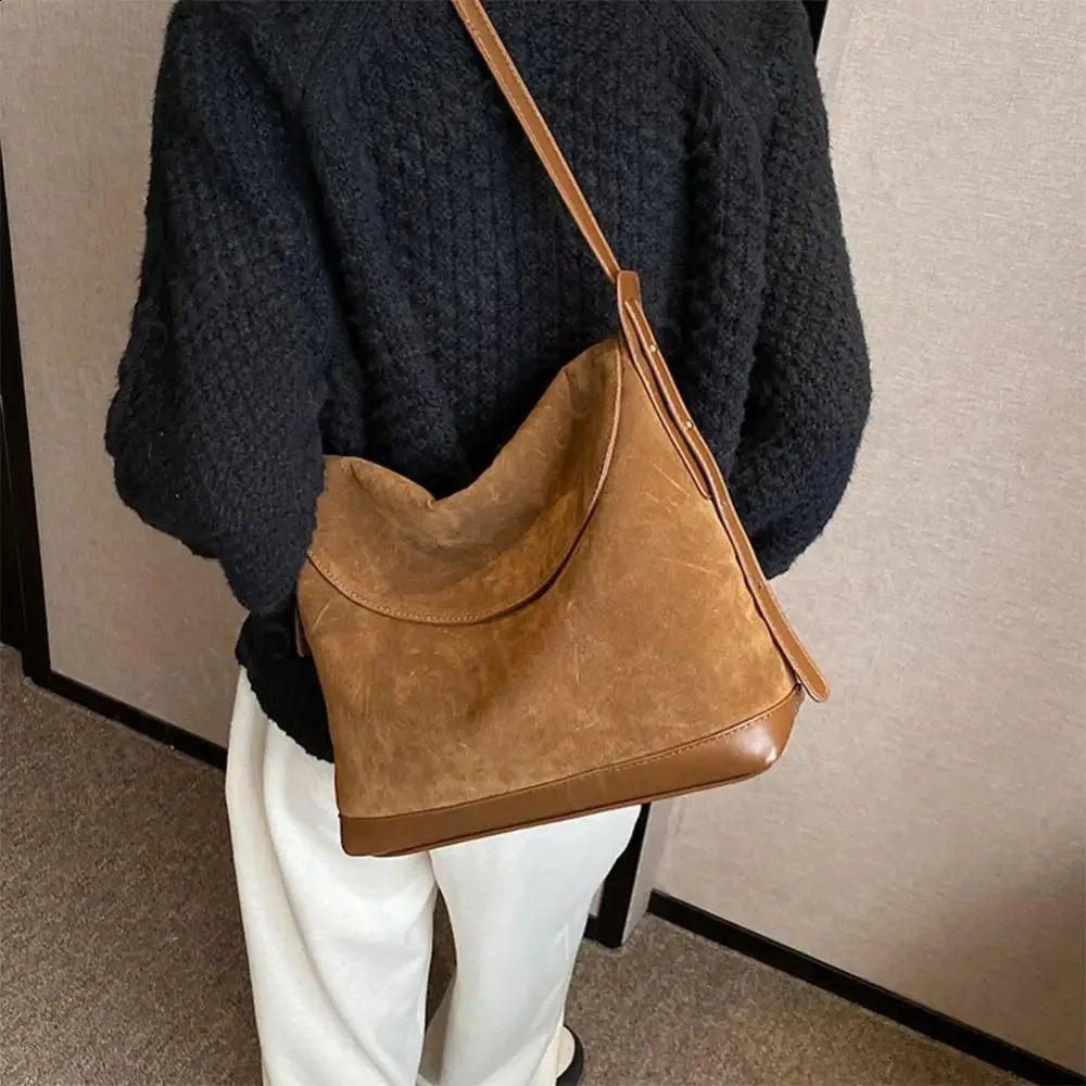Borsa a tracolla in pelle scamosciata per donna, chiusura magnetica, tracolla regolabile, borsa a tracolla multitasche, borsa hobo per lavoro e viaggio_voghion.com