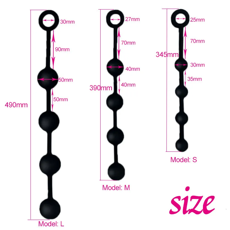 Juguetes anales de silicona con cuentas grandes, tapón sexual largo, anales, bolas, dilatador de ano, extensor, masajeador de próstata para Gay M_voghion.com