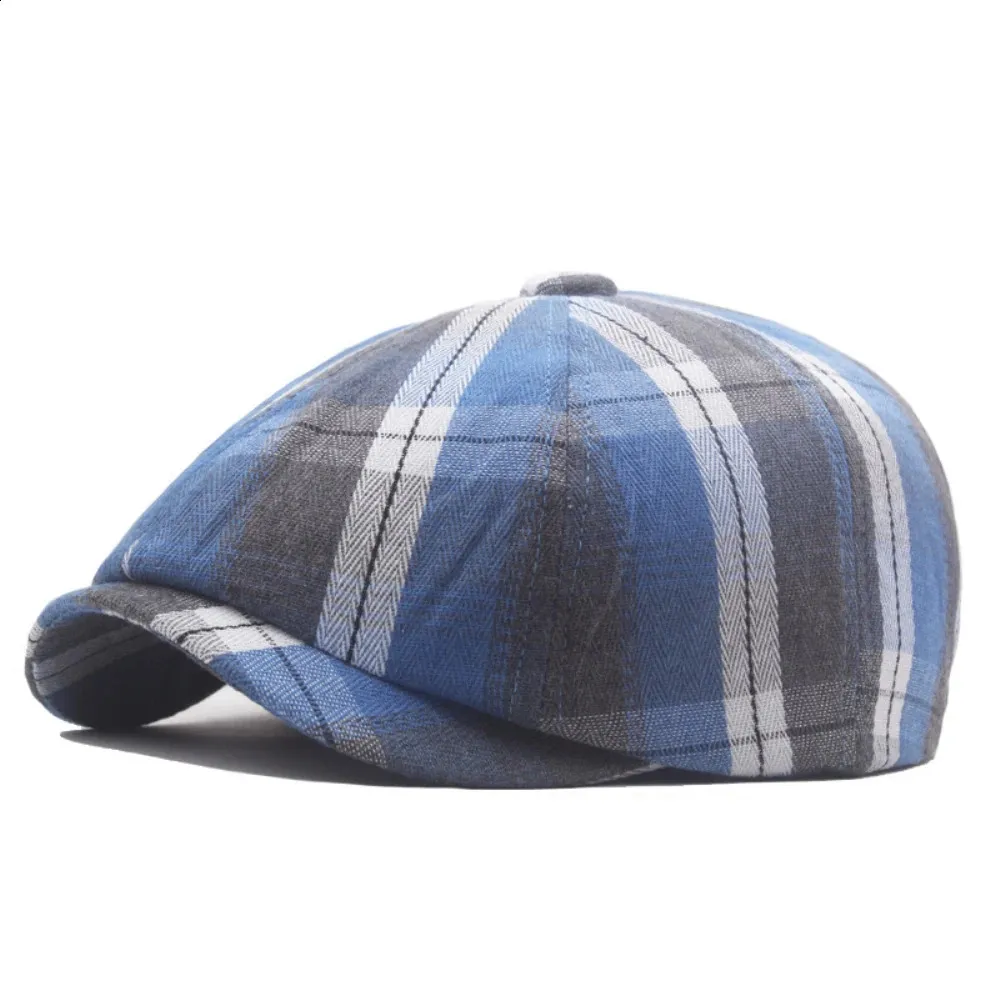 HT4183 Womens Octagonal Checkered Mens Flat Hat Spring and Summer Beret 240912_voghion.com