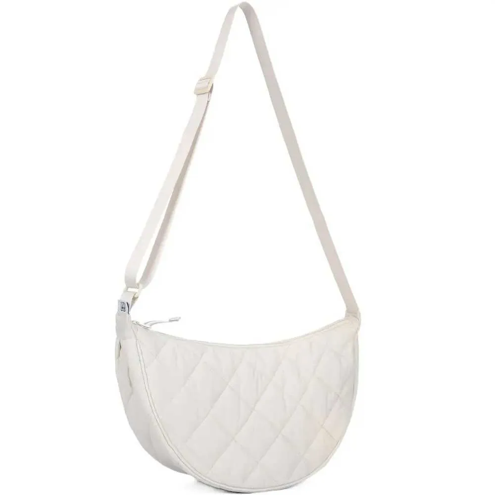 Borsa a tracolla in nylon con tracolla regolabile, imbottita, trapuntata, a quadri, portatile, tinta unita_voghion.com