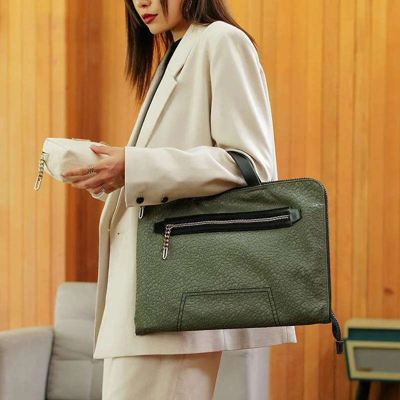 Uomo Donna Borsa Sottile da Lavoro in Pelle PU con Stampa Leopardata 15.4 Borsa per Laptop da 15 Pollici Custodia per Affari Borsa a Mano Impermeabile_voghion.com