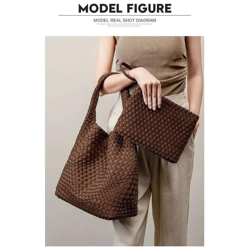 Borsa a tracolla da donna in neoprene intrecciato, fatta a mano, casual, di grande capacità, con tracolla_voghion.com