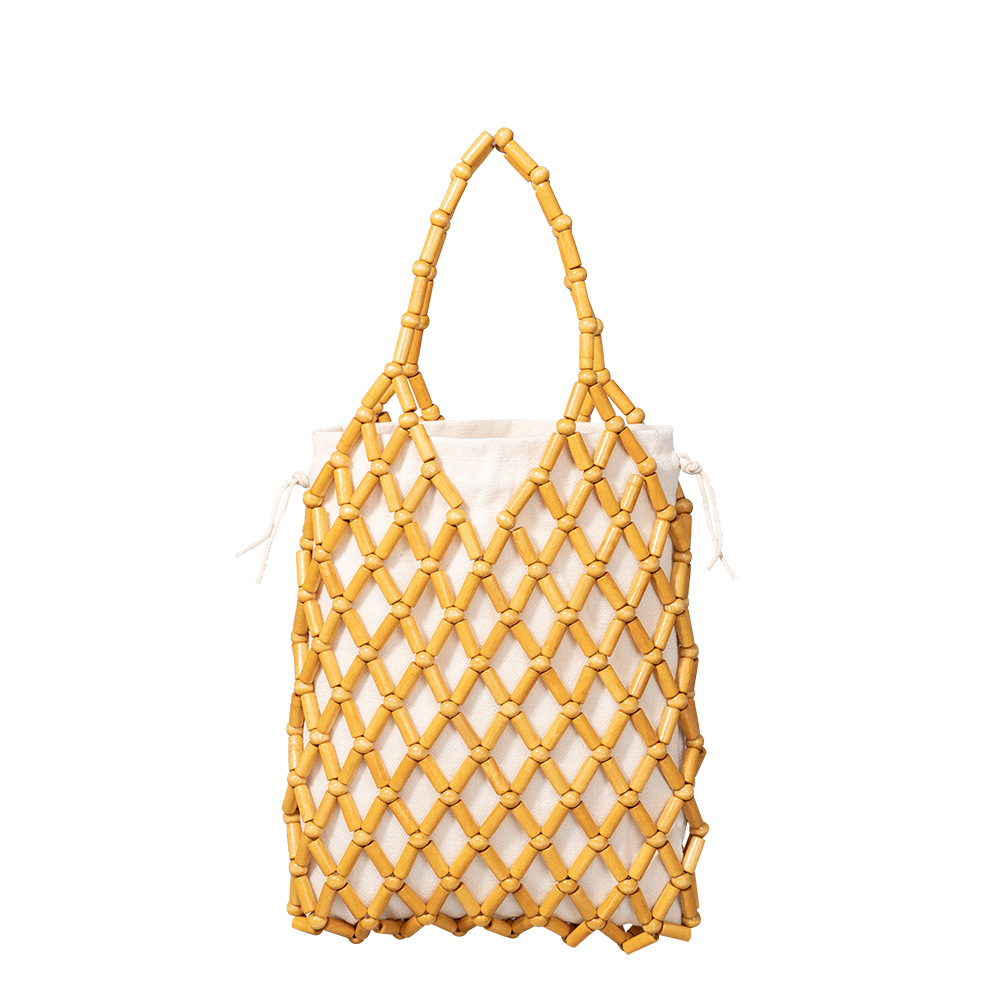 Handgefertigte gewebte Handtasche mit Nischendesign, hochwertige Tasche aus Holzperlen, handgefertigte_voghion.com