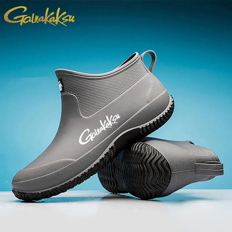 Bottes de pluie antidérapantes pour hommes, chaussures de randonnée en plein air, imperméables, tendance été hiver, pêche, Plus Veet, 35-45 240612_voghion.com