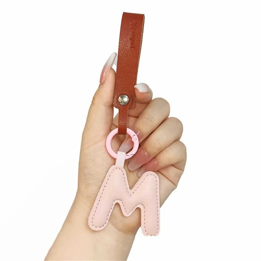 Creative leather English letter keychain pendant decoration phone bag accessories gift Y241121_voghion.com