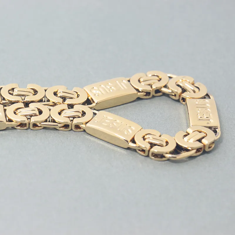 SET DI GIOIELLI Set di bracciali con collana in acciaio inossidabile a maglia piatta bizantina con catena da uomo da 11 mm_voghion.com