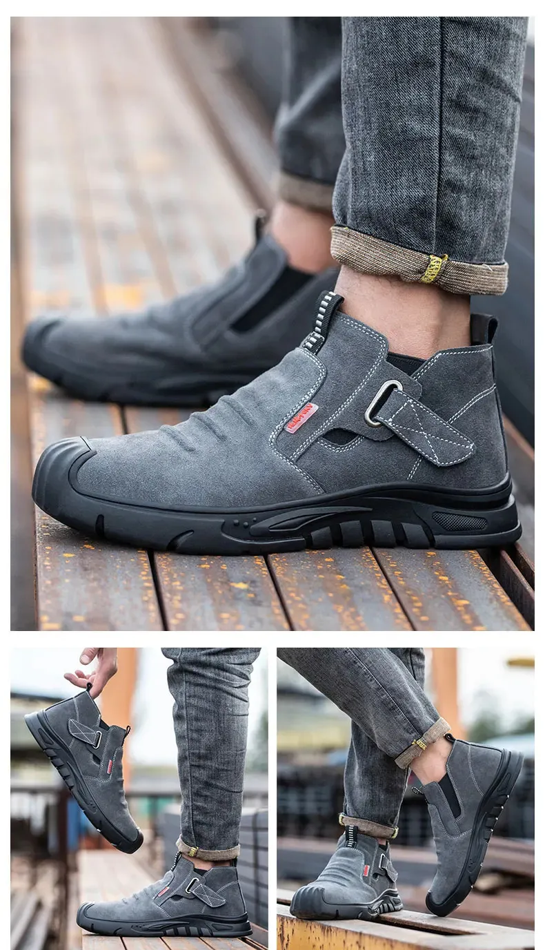 Chaussures de sécurité pour hommes, en cuir de vache, avec tête composite, anti-clou et antistatique, pour le soudage 241205_voghion.com