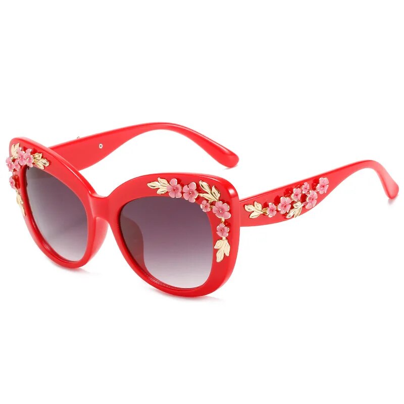 Baroque Modern Vintage Cat Eye Sunglasses Women Designer Sun Glasses Fashion Pink Shades Female Flower Decoration_voghion.com