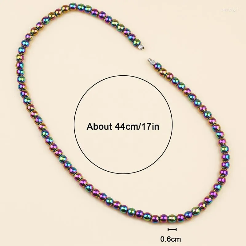 Catene HGKLBB Collana da uomo con mix di colori, perline rotonde colorate, gioielli in pietra di ematite naturale nettare alla moda, ornamenti per_voghion.com