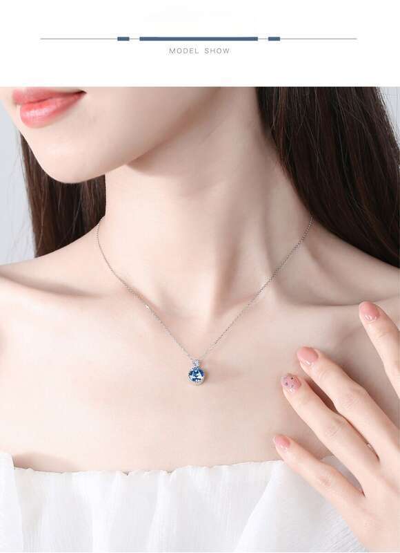 Collier classique en forme de cœur océanique pour femme, bijou S, pendentif en cristal argenté, chaîne de cou légère et luxueuse de qualité supérieure_voghion.com