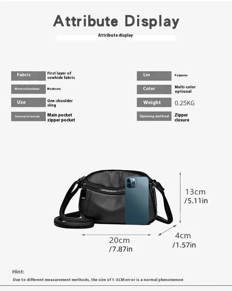 New Patchwork Single Shoulder Crossbody Head Layer Cowhide Small Bag Advanced Fashion SimpleC241216_voghion.com