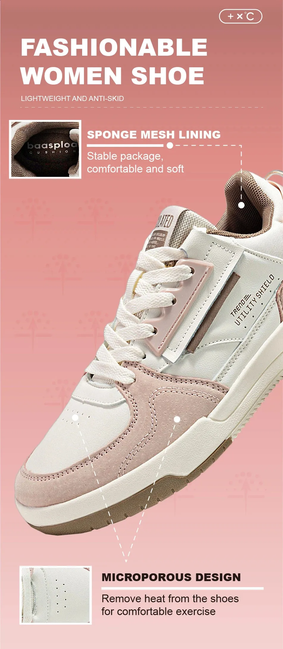 Baasploa Dames Outdoor Casual Mode Leren Ademende Sneakers Wandelschoenen Dames Antislip Comfortabel Skateboard_voghion.com