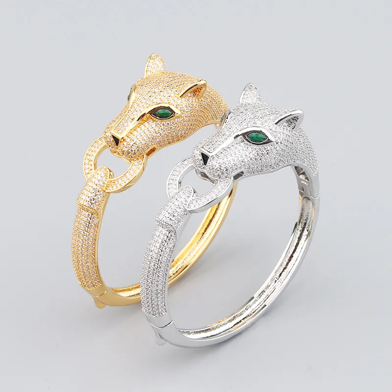 gold torque leopard diamond bangle bracelets for women sier designer Gear jewelry femme set Love Women Men couple_voghion.com