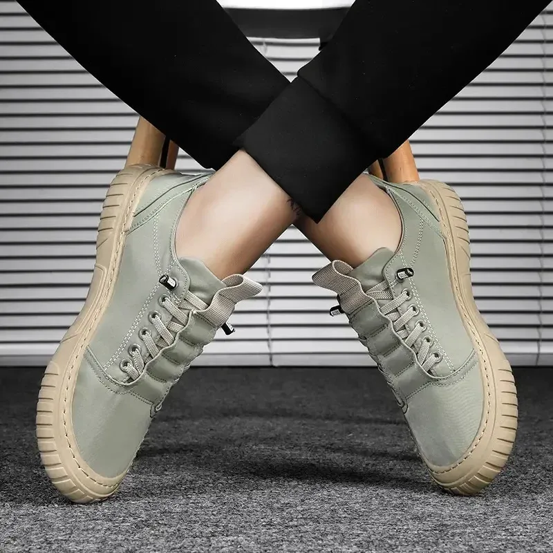 Baskets noires décontractées et respirantes pour hommes, chaussures de conduite, de marche, de tennis, de skate, plates, Zapatillas Hombre 240617_voghion.com